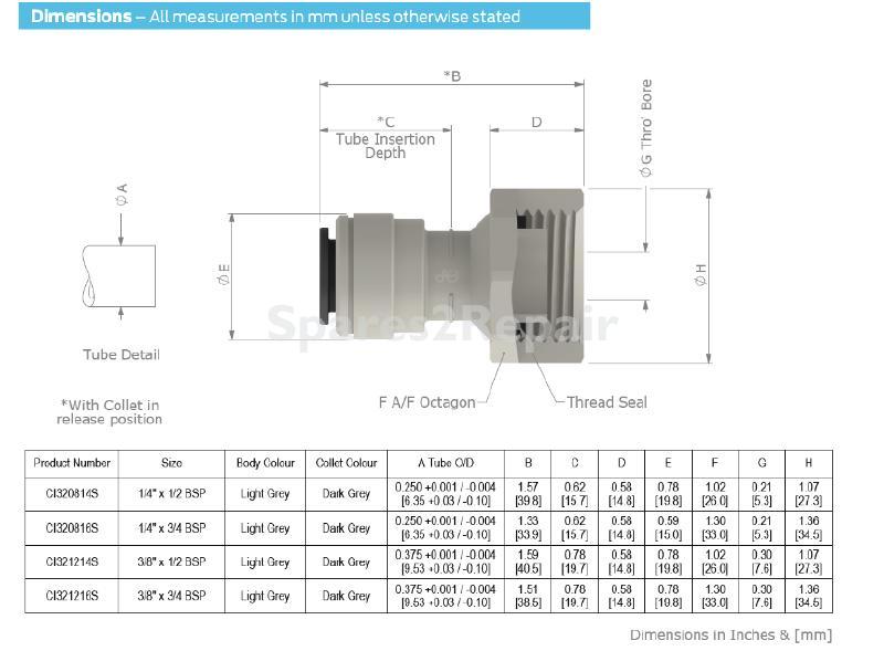John Guest Hose Coupling For Drinking Water Systems - Ci320814s Hose Coupling X Bsp-f