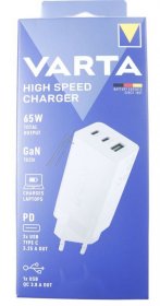 Varta Usb Power Supplies - 57956 101 401 Gan Charger 65w 2x Usb-c 1x Usb-a Pd Qc