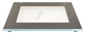 Oven Door - Front Glass Panel - Black Stainless Steel With Glued Plastic Profiles [Bosch Siemens]