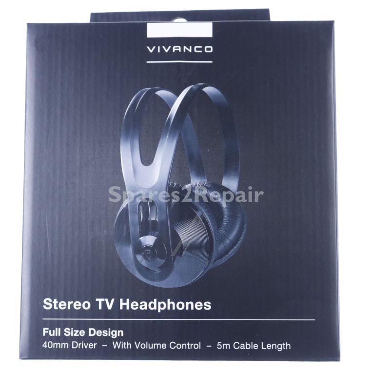 VIVANCO TV-Headphones SR 97 TV STEREO HEADPHONES, VOLUME CONTROL, 5M CABLE, BLACK 36503