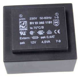 Hahn Ei38 Printtrafos With 1 Output - 12v-375ma Printtrafo 230v Ei38 4,5va 35,1x41,0x28,1mm