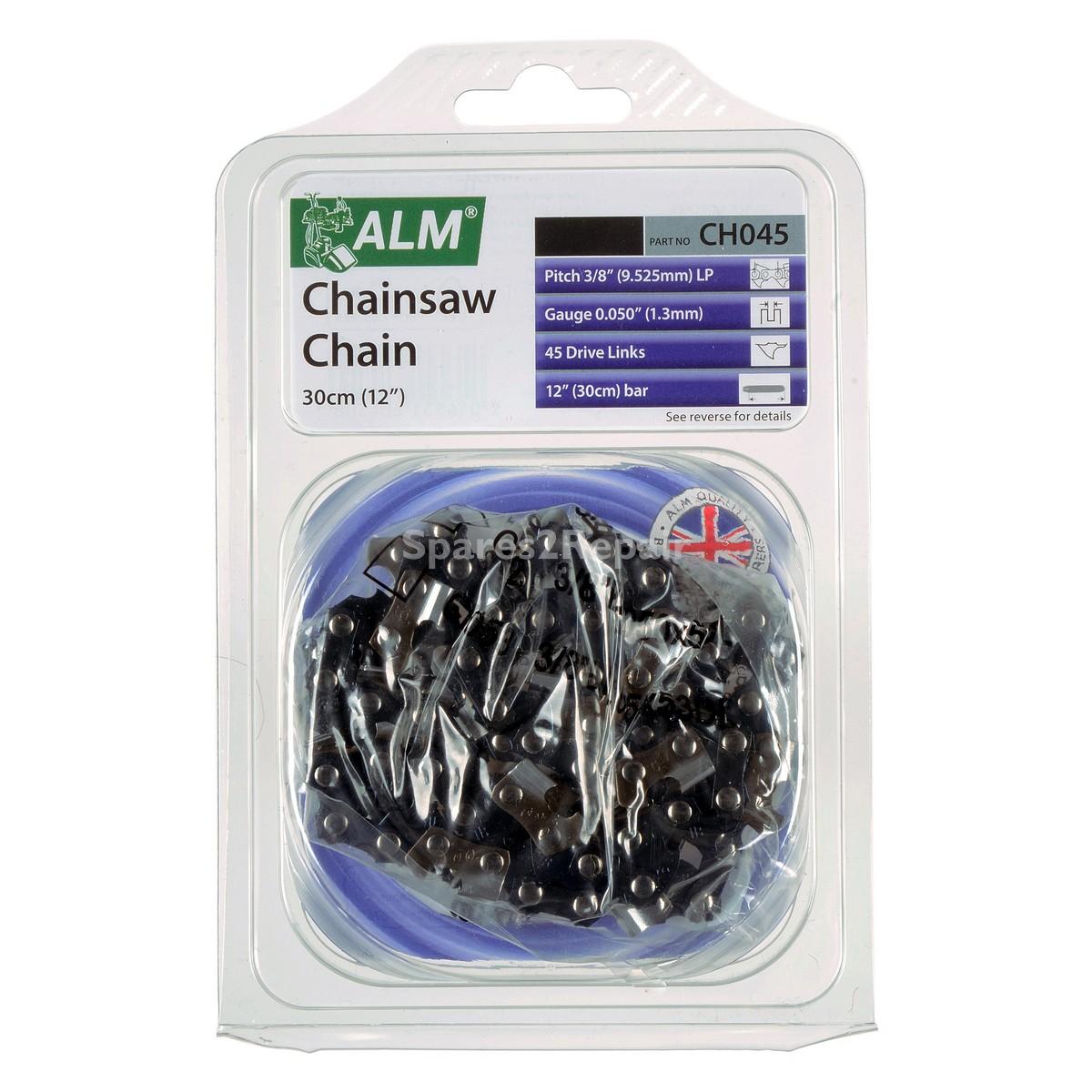 Universal Multi-Model Fitting ‘CH045’ 30cm, 12”, 45 Drive Link Type Chainsaw Chain Blade (3/8” Pitch, 0.050” Gauge)
